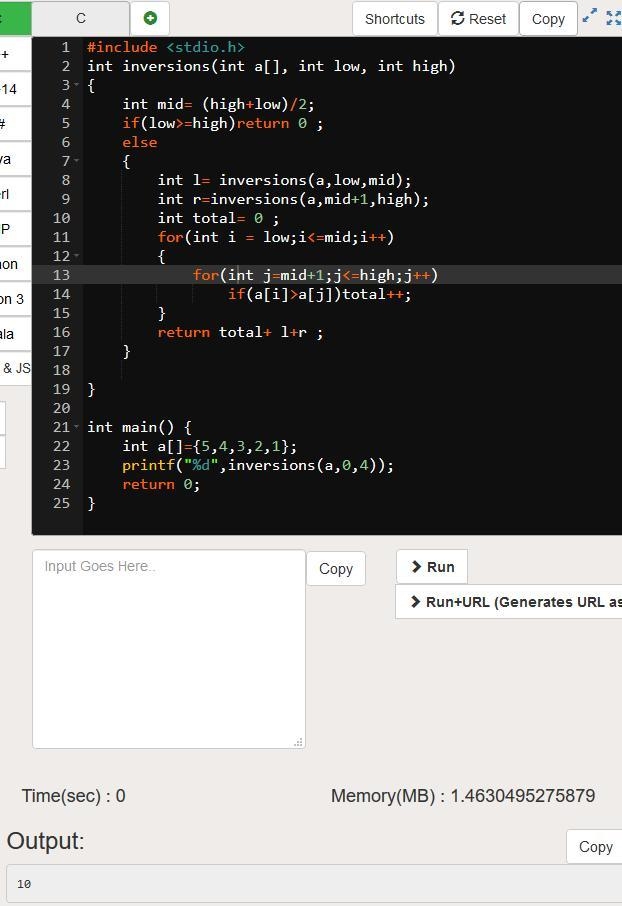 Let A be an array of n numbers. Recall that a pair of indices i, j is said to be under-example-1