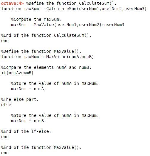 function maxSum = CalculateSum(userNum1, userNum2, userNum3) maxSum = MaxValue(userNum-example-1