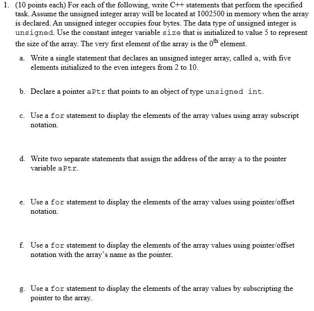 For each of the following, write C++ statements that perform the specified task. Assume-example-1