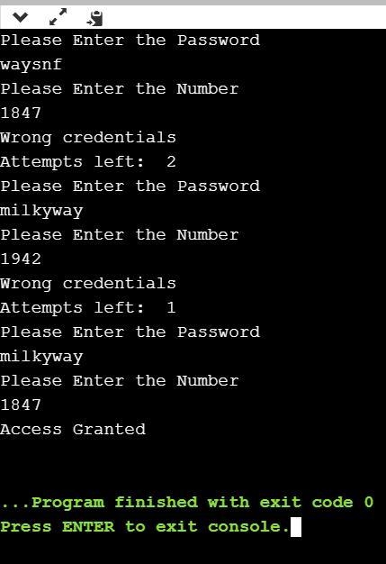 Write a program that reads a string (password) and a number. The program will keep-example-2