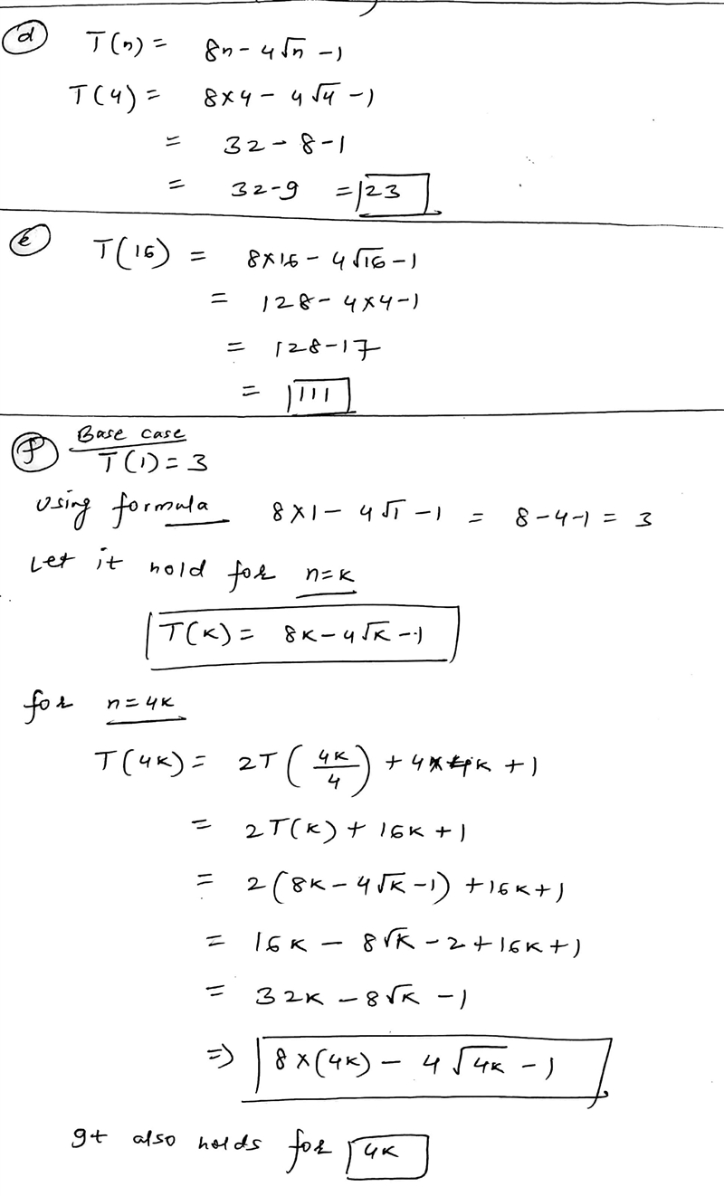 Consider the following recurrence, defined for n a power of 4 (for the time of some-example-1