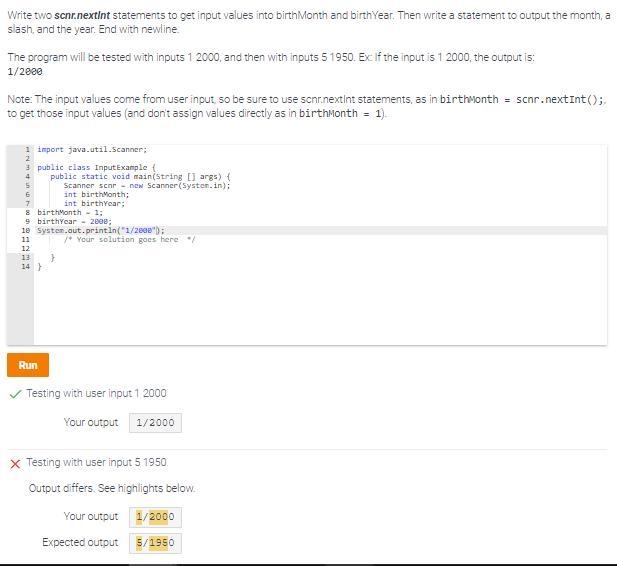 Write two Get statements to get input values into first Month and first Year. Then-example-1