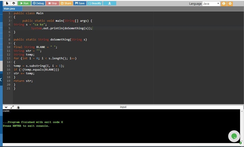 Public static String doSomething(String s) { final String BLANK = " "; //BLANK-example-1