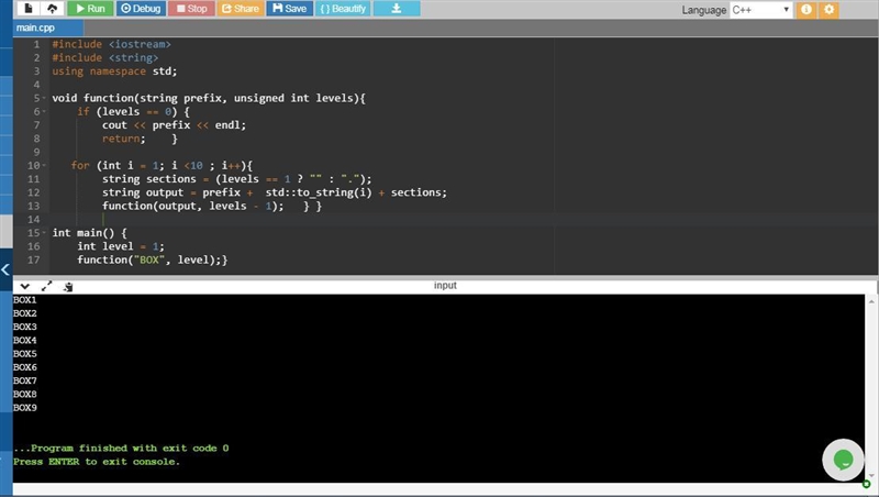 Write a function with two parameters, prefix (a string, using the string class from-example-1