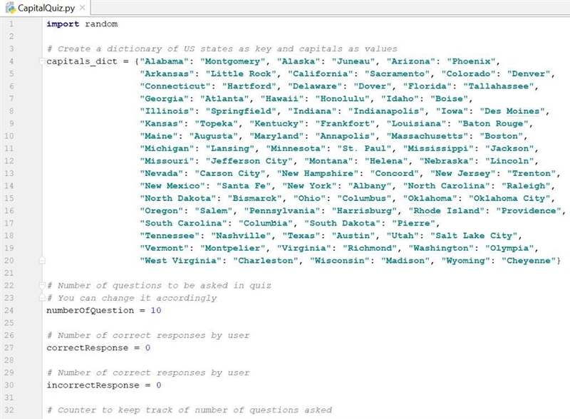 Write a program that creates a dictionary containing the U.S. states as keys, and-example-1