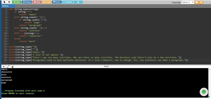 #Write a function called 'string_type' which accepts one #string argument and determines-example-1