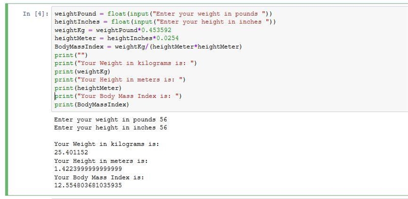 Create a script that asks for the visitor's weight in pounds and his/her height in-example-1