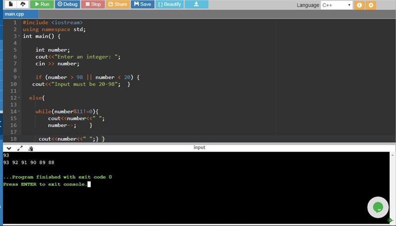 4.14 LAB: Countdown until matching digits In C++ Write a program that takes in an-example-1