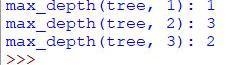 Write the recursive function max_depth; it is passed a binary (any binary tree, not-example-2