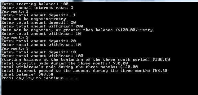 Write a program that calculates the balance of a savings account at the end of a period-example-1