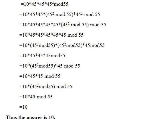 Given the RSA private key { d, n } = { 23, 55 }, use modulo reduction to decipher-example-2