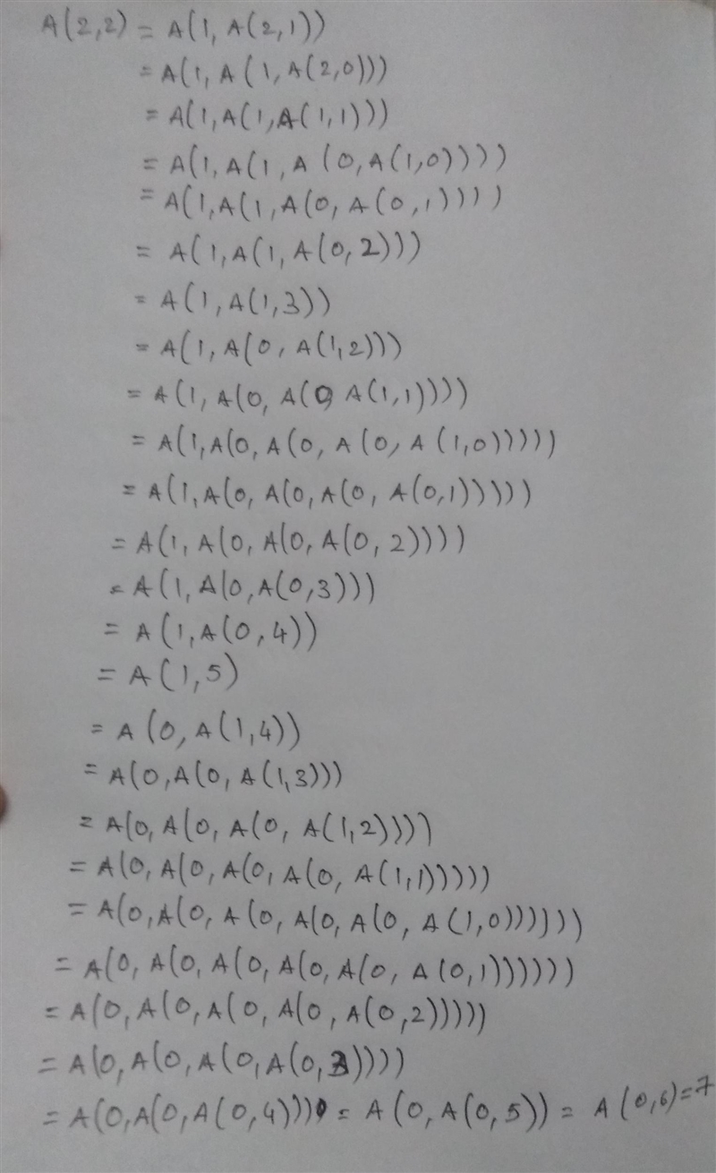 Ackerman's function is defined recursively on the nonnegative integers as follows-example-2