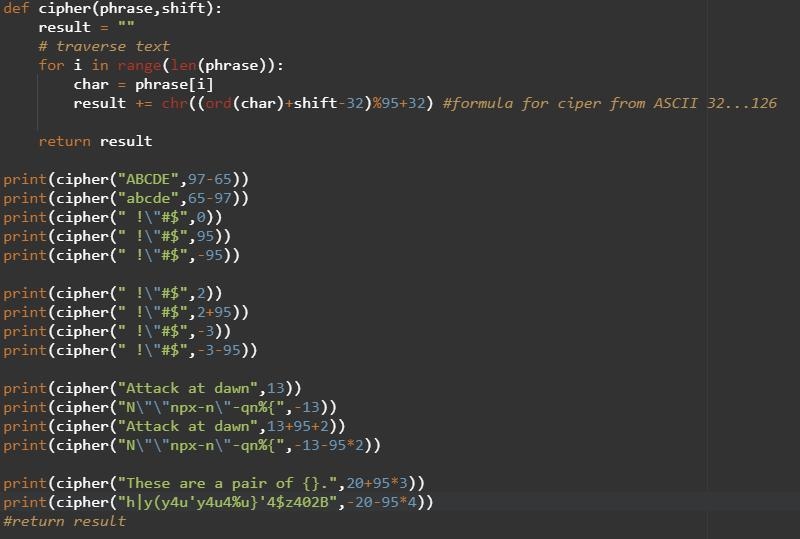 Write a function called cipher(phrase,shift)that accepts two parameters: a string-example-1