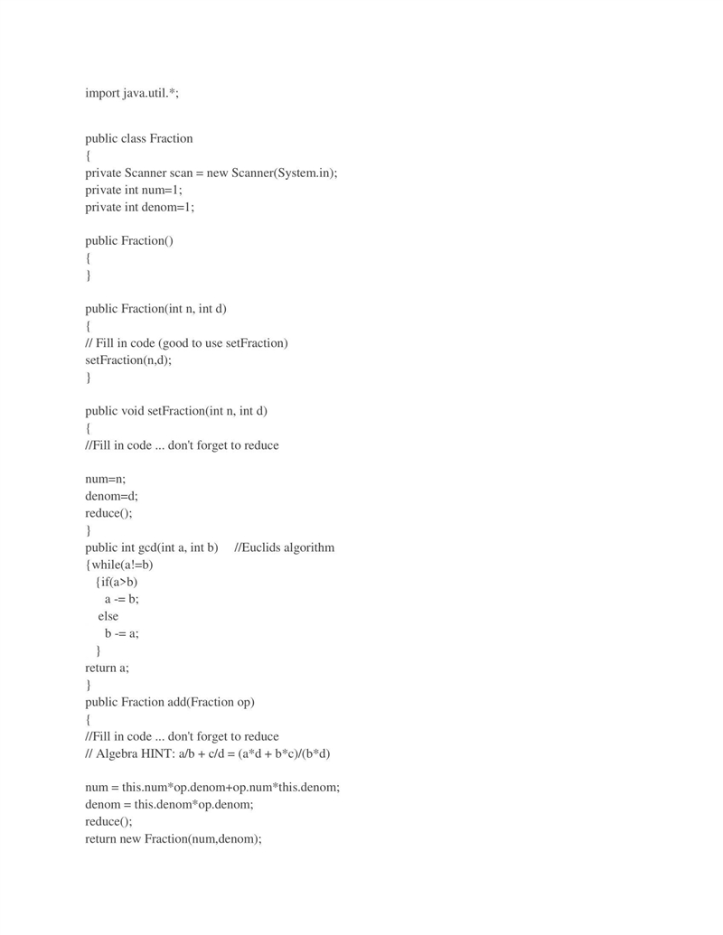 Create a class called Fraction. Provide a constructor that takes 2 integers. Provide-example-1