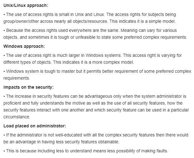 Some have argued that Unix/Linux systems reuse a small number of security features-example-1