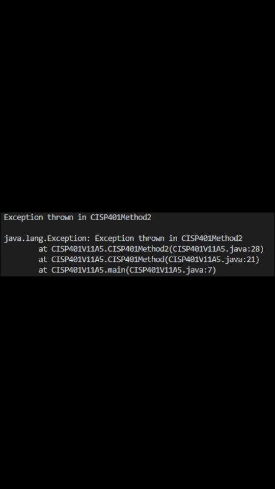 Write a program that illustrates rethrowing an exception. Define methods CISP401Method-example-1