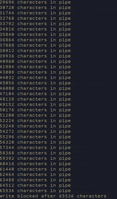 Create a program which will input data into a pipe one character at a time. Count-example-3