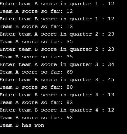 A basketball game has four quarters. Write a program to do the following. Use a for-example-1