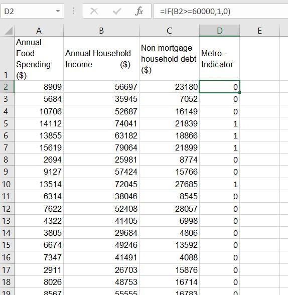 Use Excel to develop a regression model for the Consumer Food Database (using the-example-3