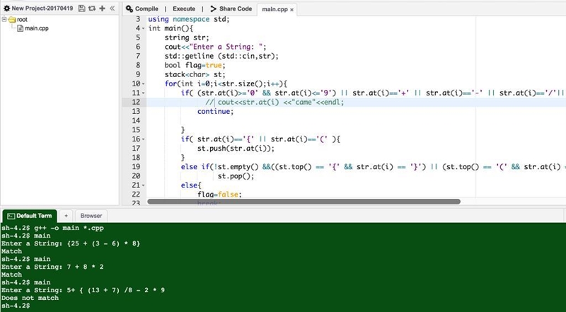 Write a program that takes as input an arithmetic expression followed by a semicolon-example-1