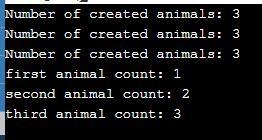 write a calss called animak that contains a static variable called count to keep track-example-2