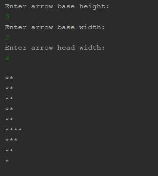 python This program outputs a downwards facing arrow composed of a rectangle and a-example-1