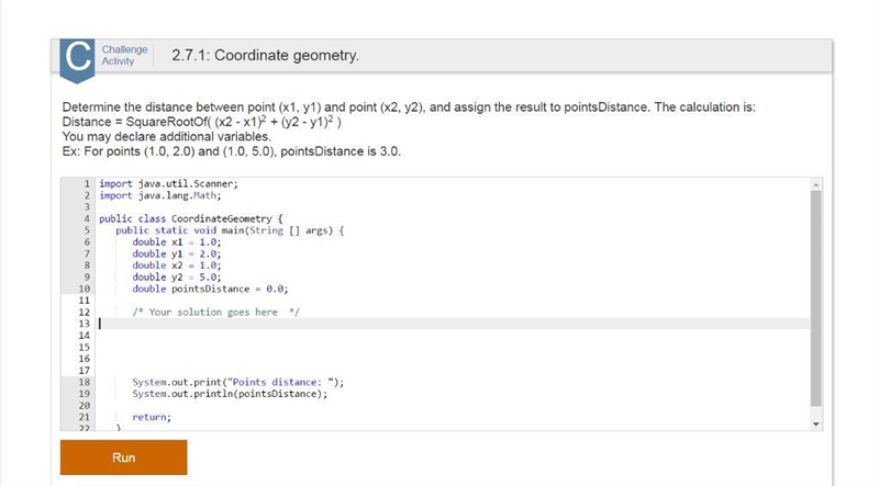 Determine the distance between point (x1, y1) and point (x2, y2), and assign the result-example-1