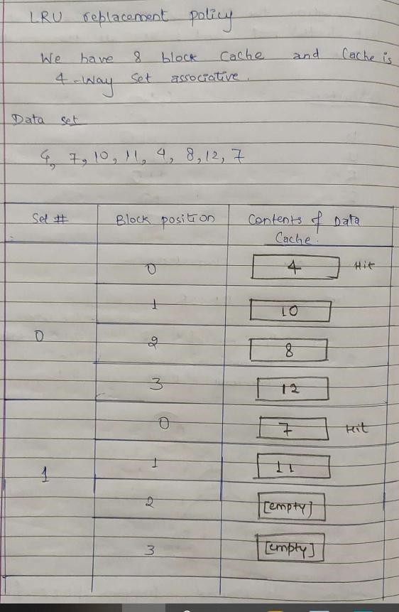 Suppose we have an 8 block cache. Each block of the cache is one word wide. When a-example-1