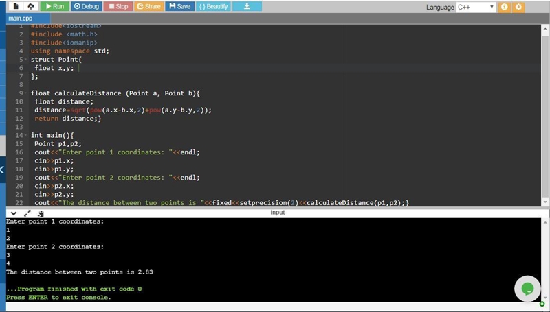 (5 points) Create a user-defined data structure (i.e., struct) called Point that represents-example-1