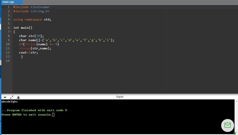 Look at the following array definition. char str[10]; Assume that name is also a char-example-1