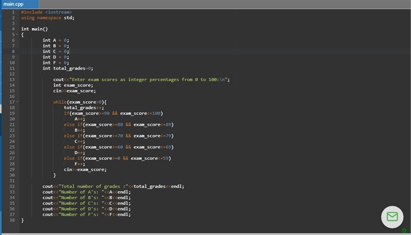 Write a program to read a list of exam scores given as integer percentages in the-example-2