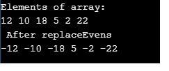 Complete the following method named replaceEvens that receives the parameter numbers-example-1