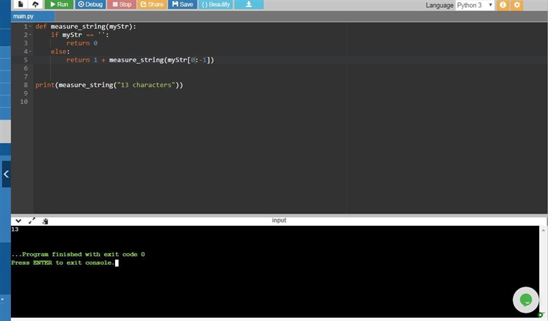 #We've started a recursive function below called #measure_string that should take-example-1