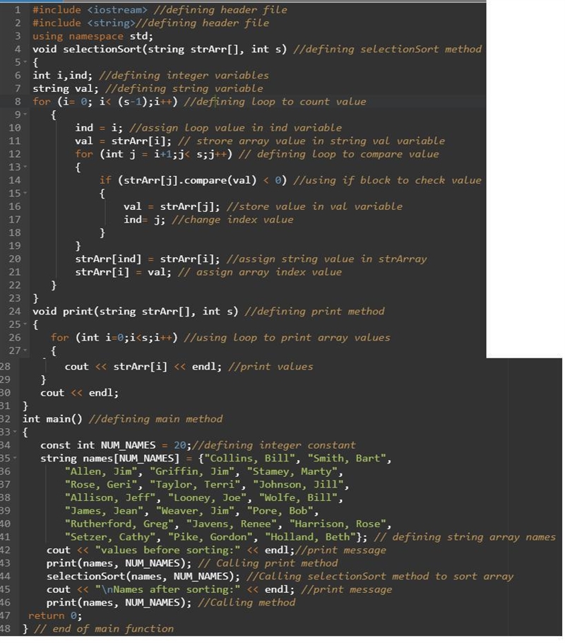 Modify the selectionSort function presented in this chapter so it sorts an array of-example-1