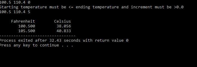 This program will convert a set of temperatures from Fahrenheit to Celsius and Kelvin-example-1