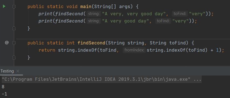 JAVA In this exercise, you are given a string and a word. You should return the index-example-1