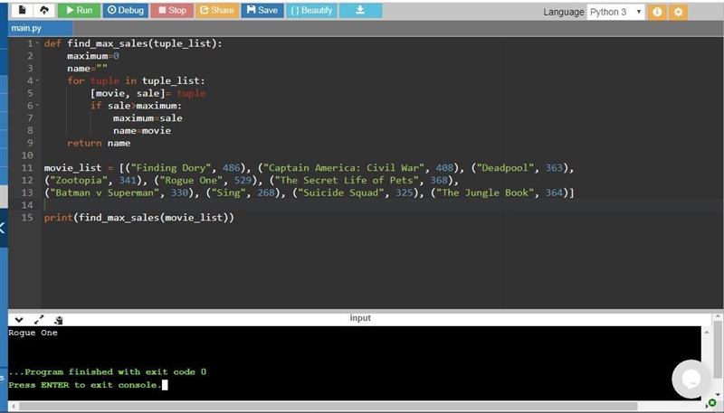 #Write a function called find_max_sales. find_max_sales will #have one parameter: a-example-1