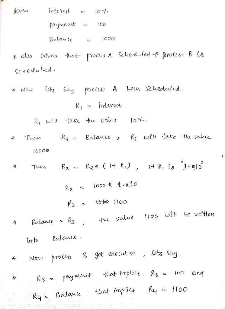 Given the following code for processes A and B. If process A is scheduled then process-example-1