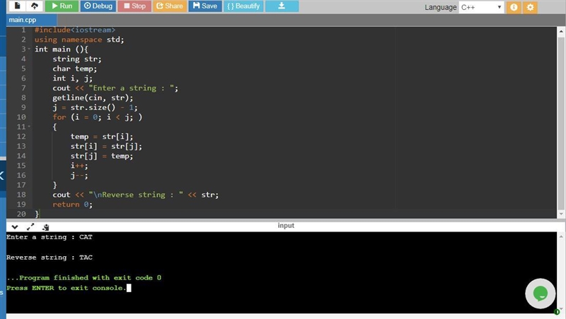 Design a simple algorithm for the string-reverse problem (given a string of characters-example-1