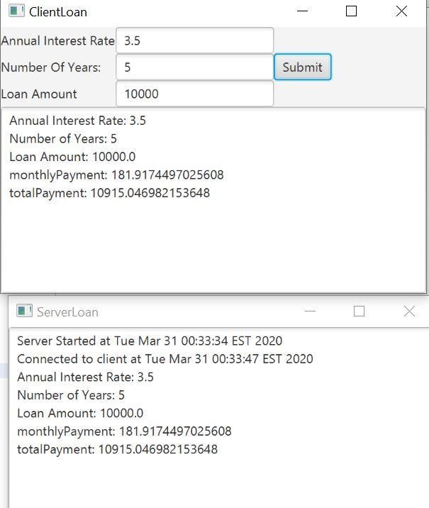 Write a program that calculates payments for loan system. Implement for both client-example-1