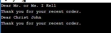 Create a class named FormLetterWriter that includes two overloaded methods named displaySalutation-example-1