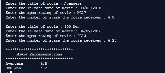 Write a function to prompt the user to enter the information for one movie (title-example-1