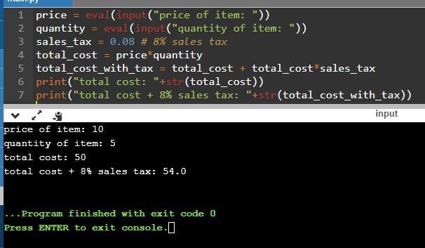 write an algorithm that gets two values: the price for item A and the quantity purchased-example-1