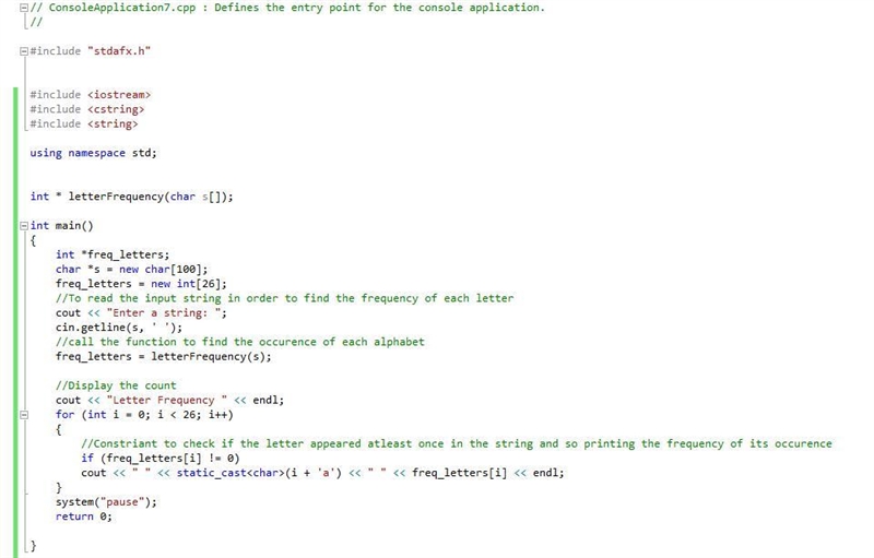 Letter Frequency Write a function that will take a string and return a count of each-example-1