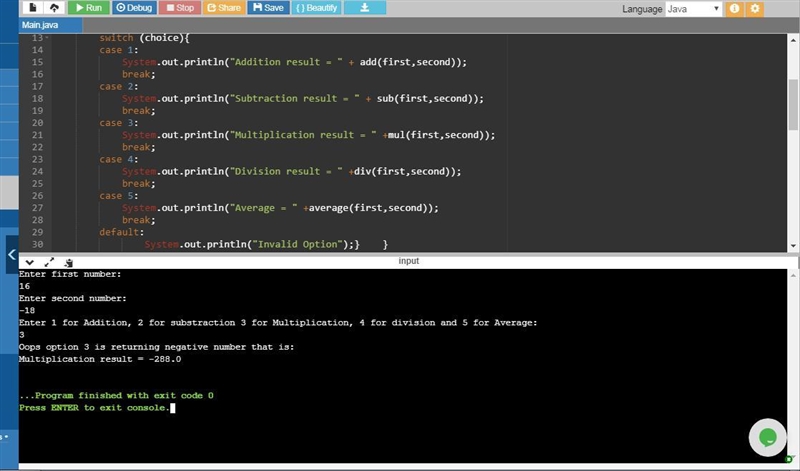 Write a program in JAVA to perform the following operator based task: Ask the user-example-3