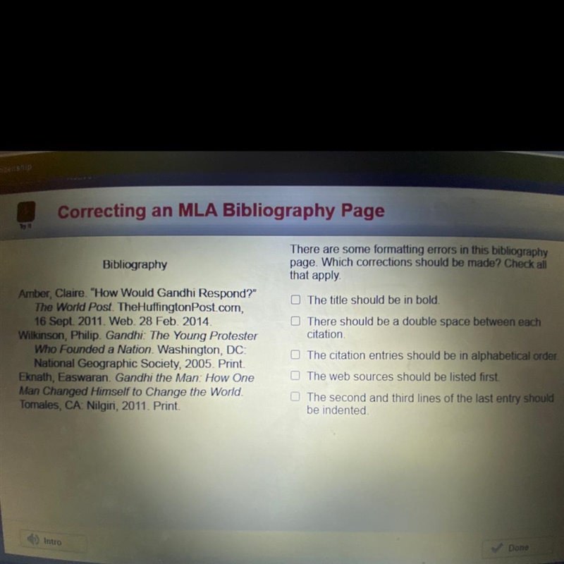 Bibliography There are some formatting errors in this bibliography page. Which corrections-example-1