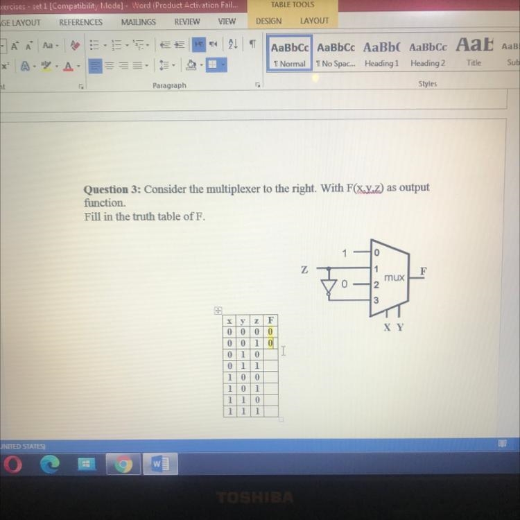 Question 3: Consider the multiplexer to the right. With F(x..Z) as output function-example-1