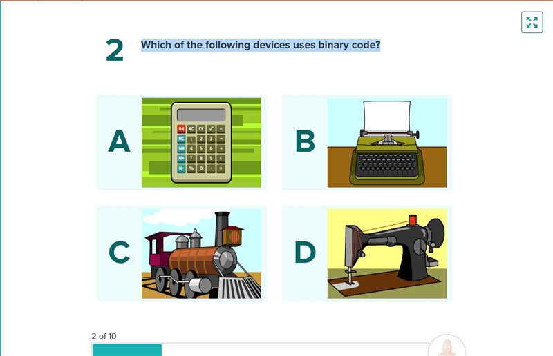 PLEASE HELP AND FAST!!!!! Which of the following devices uses binary code?-example-1