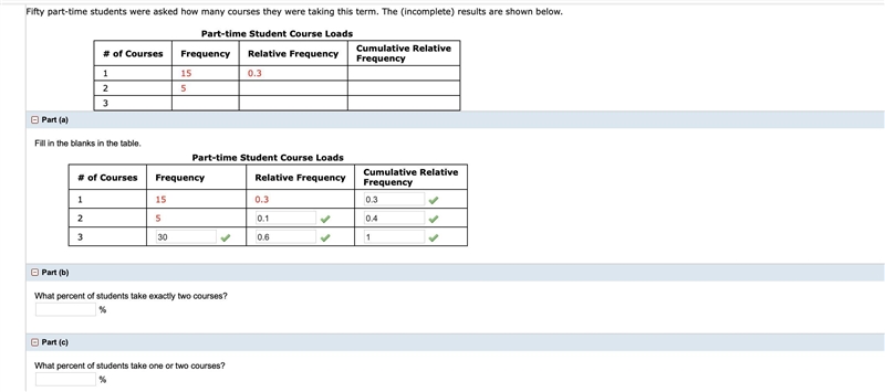 Fifty part-time students were asked how many courses they were taking this term. The-example-1