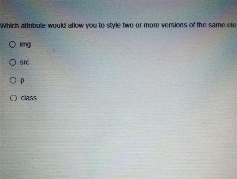 Which attribute would allow you to style two or more versions of the same element-example-1